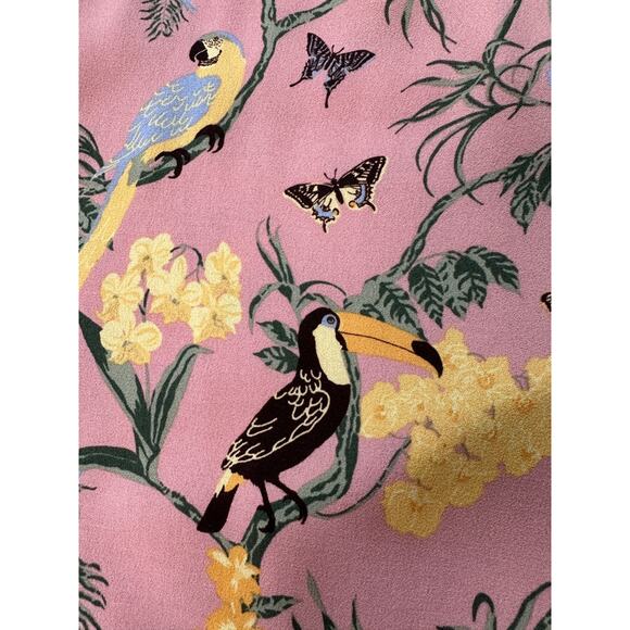 Reformation Midi Slip Dress Chianti Blush Pink Conga Tropical floral birds Small - Picture 7 of 13